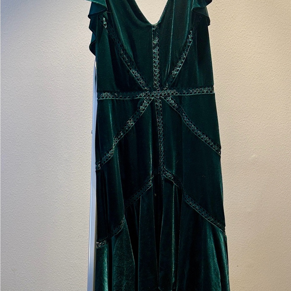 Neiman Marcus Emerald Velvet Asymmetrical Dress